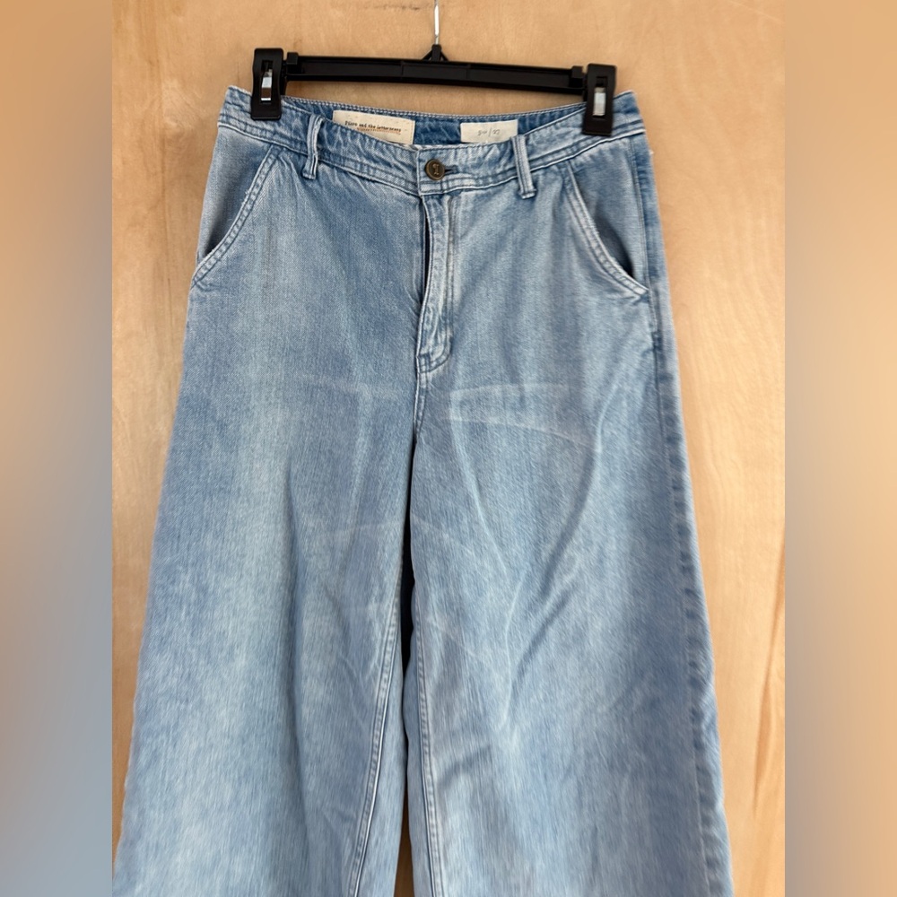 Pilcro and the Letterpress (Anthropologie) Light Bleach Tie Dye Wide Leg Jeans - Picture 9 of 16